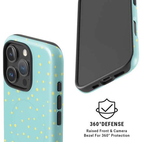 Teal and Yellow Polka Dots iPhone 16 Pro Max Magsafe Impact Case